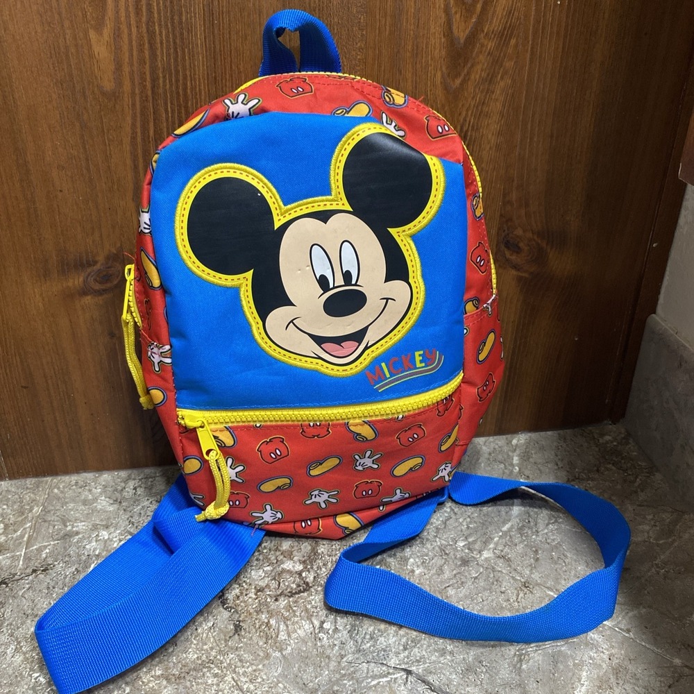 Disney Mickey Mouse Child Toddler Backpack Red & Blue & Yellow Cute!